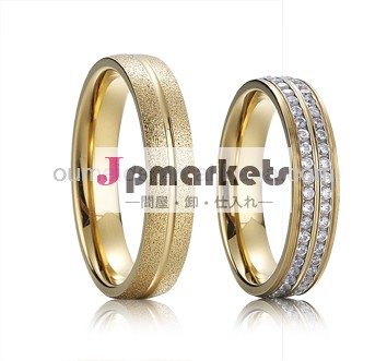 卸売スチールジュエリーのファッション金メッキの永遠の結婚指輪リング2行を持つダイヤモンド問屋・仕入れ・卸・卸売り