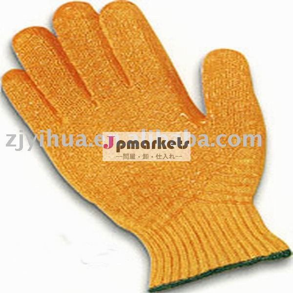 ポリ塩化ビニールパターンが付いている編十字の手袋が付いている7gauge綿問屋・仕入れ・卸・卸売り