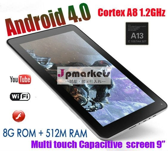 9 " Ployer Momo 9の星のタブレットのPCの容量性アンドロイド4.0のAllwinner A13 1.0 GHz 512MB 8GBのウェブ画像Wifi問屋・仕入れ・卸・卸売り