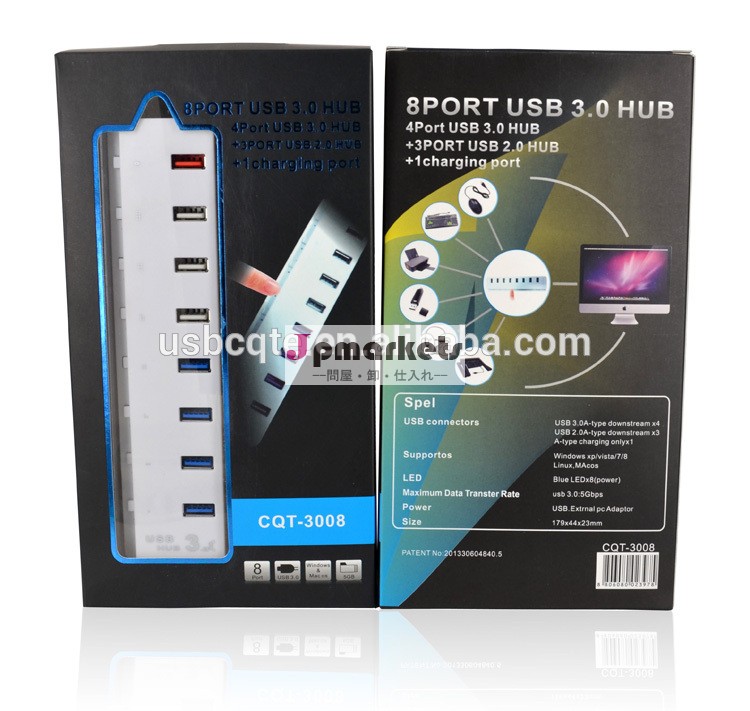 8- ポートマルチインターフェースusb3.0,2.0ハブタブレット付き充電器問屋・仕入れ・卸・卸売り