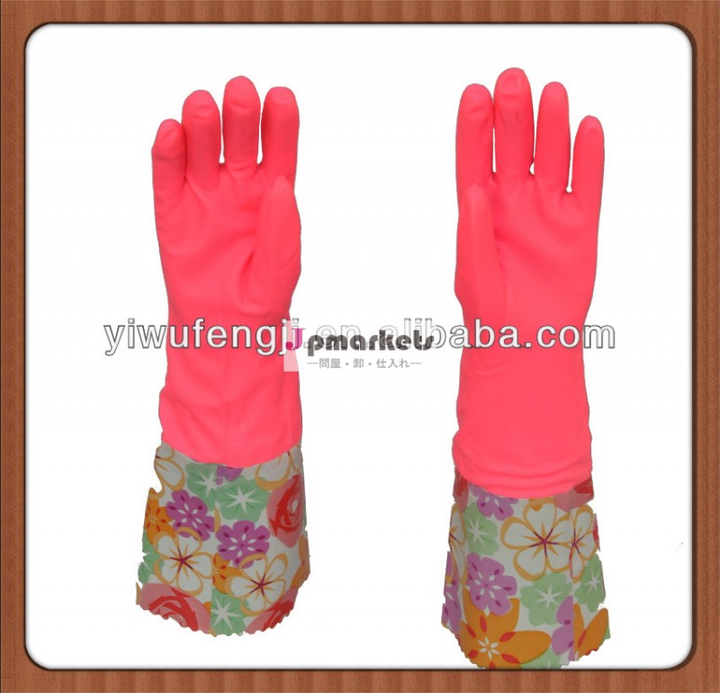家庭用ラテックス手袋メーカー長いカフ内側に暖かい冬の女性手袋綿問屋・仕入れ・卸・卸売り