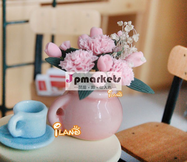 ミニ人形の家にカーネーションピンクの花瓶の花ピンクのop031b粘土の花問屋・仕入れ・卸・卸売り
