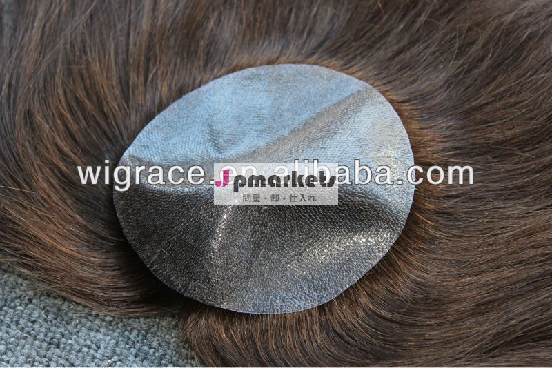 超薄型pu皮膚0.02mm茶色重い密度バージンのremy人間の髪の毛のヘアピース/交換/pieces男性用問屋・仕入れ・卸・卸売り