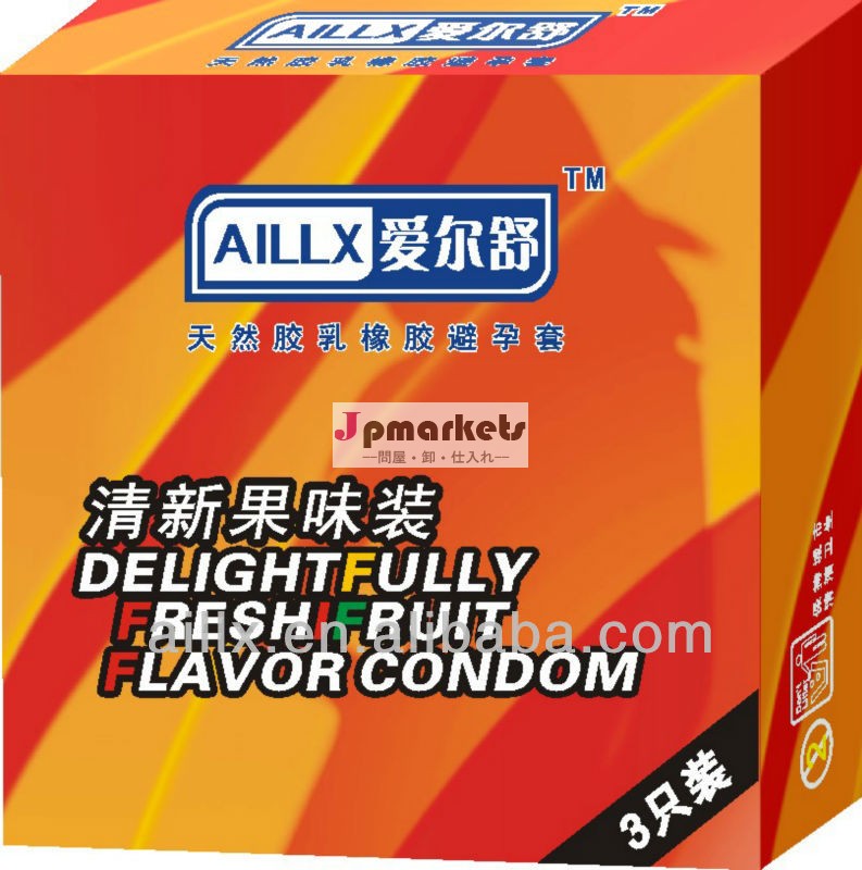 フルーツオレンジ色に感じる良い男性絹のような柔らかい快適に作る大人コンドームの愛のセックス製品問屋・仕入れ・卸・卸売り