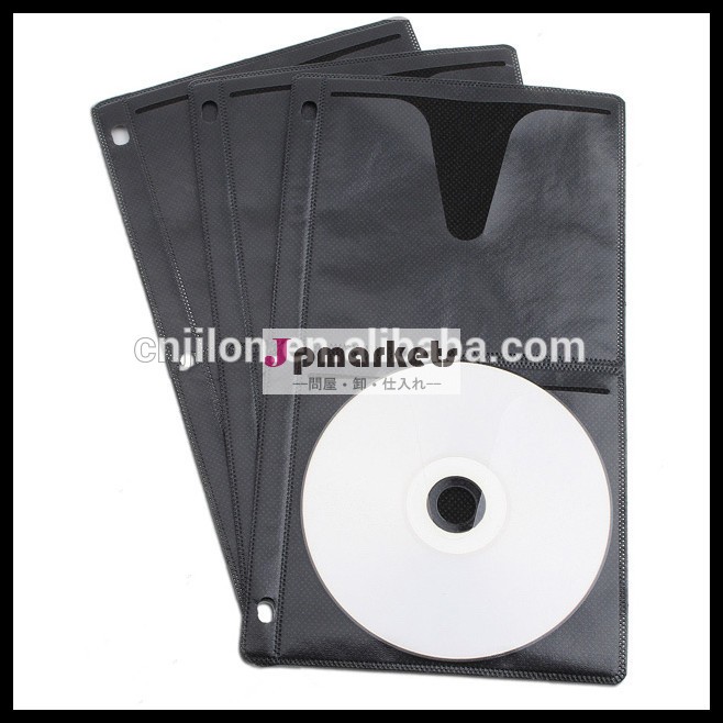 黒cd/dvdスリーブプラスチック製のリフィル( 4ディスク) のためのcdケースとリングバインダー。 バインダー用の穴34cd/dvdメディアディスクストレージ。問屋・仕入れ・卸・卸売り