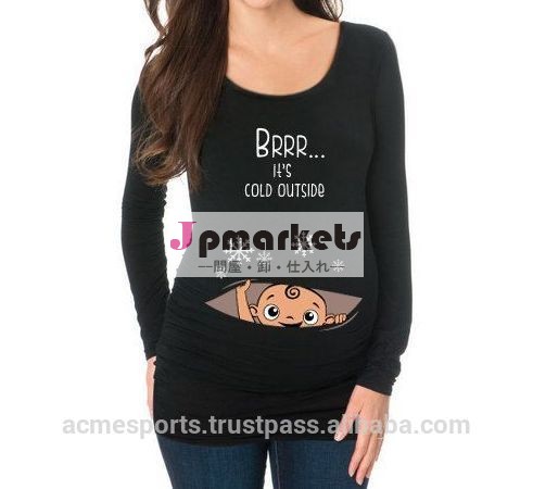 妊婦のtシャツロングスリーブ-- 女性は妊娠服マタニティウェアマタニティ- カスタムスクリーンプリントt- シャツ問屋・仕入れ・卸・卸売り