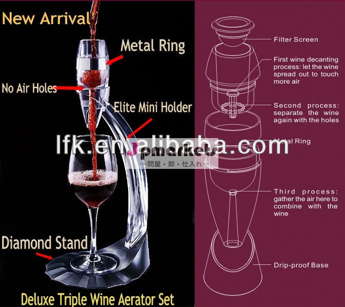 最新のトリプル2013lfk-020b魔法のワインエアレーターセット問屋・仕入れ・卸・卸売り