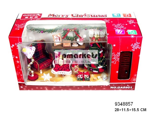 音楽の音ライト付クリスマスおもちゃ木製diy人形の家問屋・仕入れ・卸・卸売り