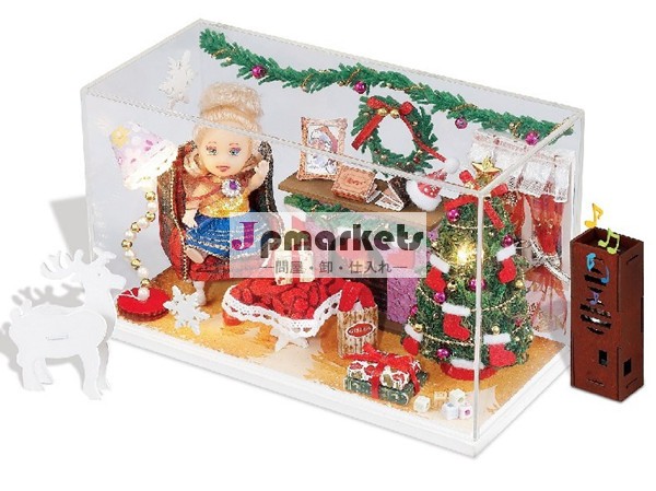 カラフルな家diy子供woodendクリスマスのための人形の家問屋・仕入れ・卸・卸売り