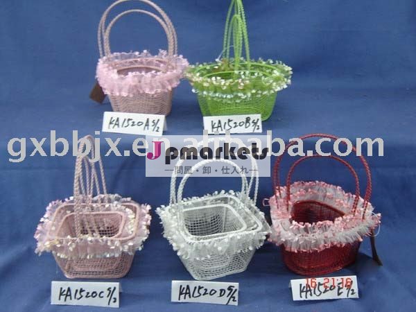 Greenpinkpurplewhite/red金属線イースター装飾・ギフトフラワーハンギングバスケット問屋・仕入れ・卸・卸売り
