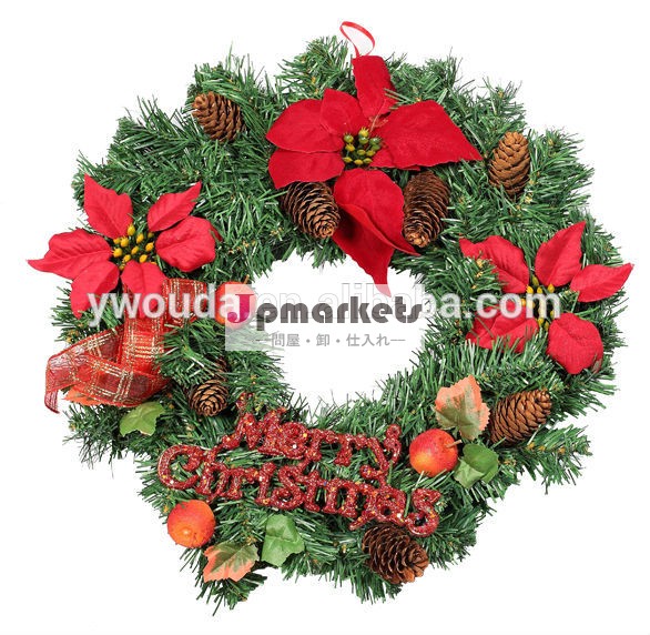 18" クリスマスの装飾の花輪が、 人工的な花輪、 ドアの花輪問屋・仕入れ・卸・卸売り