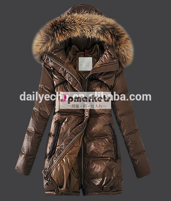 トップブランドの女性の品質2014年暖かい冬のコート毛皮の襟を持つ厚いフード付きダックダウンジャケット問屋・仕入れ・卸・卸売り