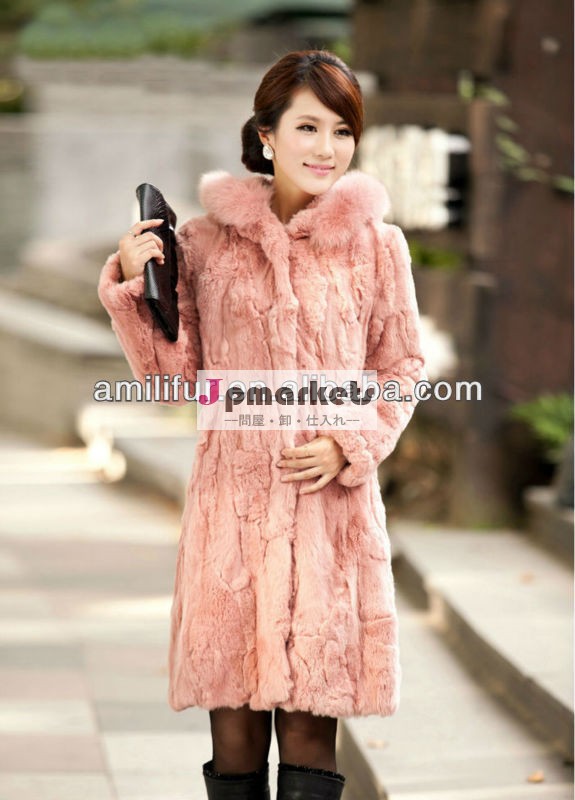 #00c071/エレガンススタイル韓国の女性の贅沢な本物のウサギの毛皮のコートジャケット問屋・仕入れ・卸・卸売り