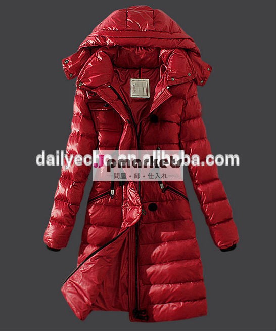 赤2014年ジャケット毛皮のフードダウンジャケットヨーロッパの古典的な波模様のキルトファーストダウンジャケット女性問屋・仕入れ・卸・卸売り