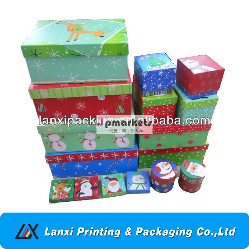 安いクリスマス2014年ギフト用の箱/新しいデザインクリスマスのギフト包装箱/蓋つきのクリスマスボックスカスタム問屋・仕入れ・卸・卸売り
