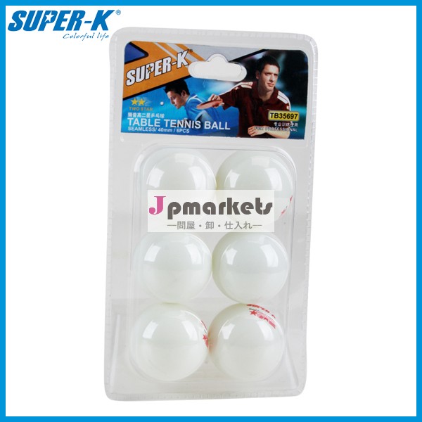 Mesucaスポーツスーパー- k二つの星は卓球のボール( 6個) tb35697/高品質trainning卓球のボール問屋・仕入れ・卸・卸売り