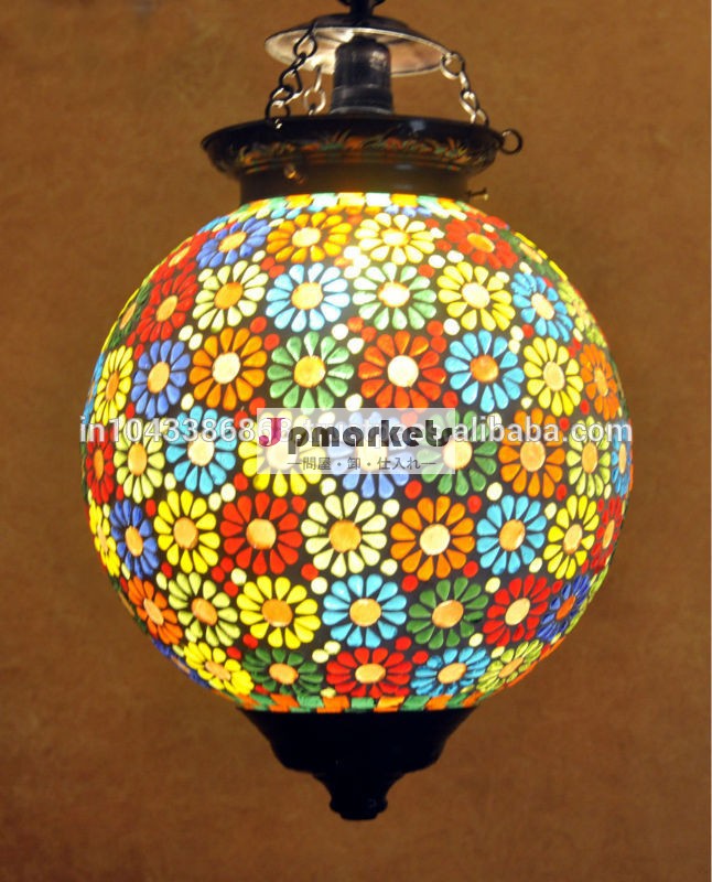 ヴィンテージエスニックインドの芸術の装飾ガラスの天井ランプ、 卸売業者の装飾的なガラスのペンダントランプ問屋・仕入れ・卸・卸売り
