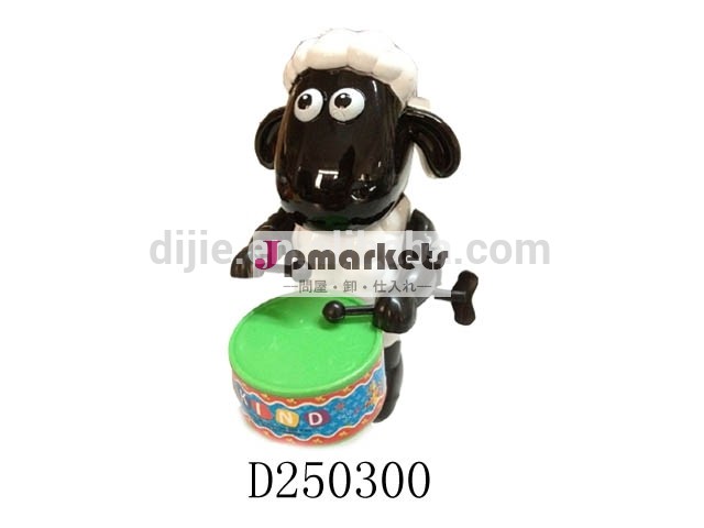 ぜんまい式で動物のおもちゃをプラスチックドラム、 ミュージカルのおもちゃ子供のための、問屋・仕入れ・卸・卸売り