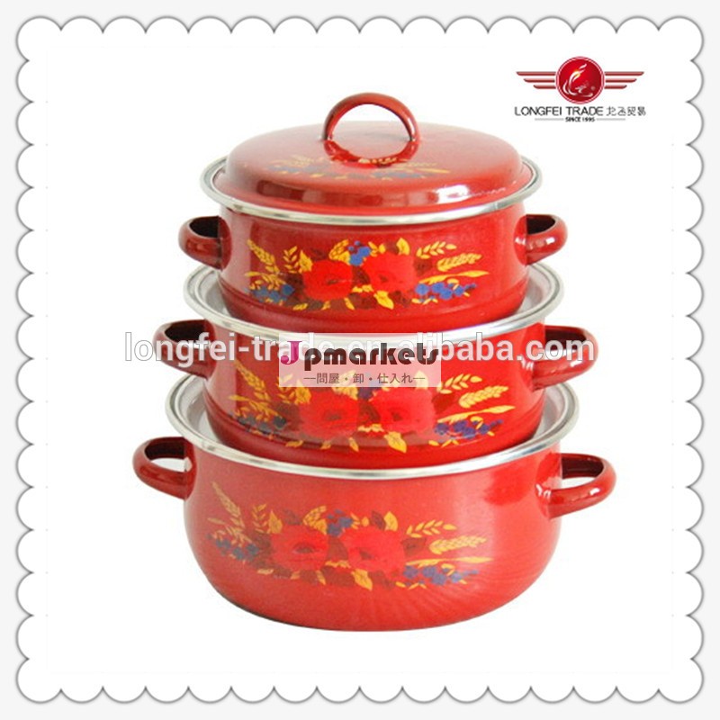 鋳鉄調理器具エナメルポットエナメル仕上げ3pc/set12-14-16cmカバー問屋・仕入れ・卸・卸売り