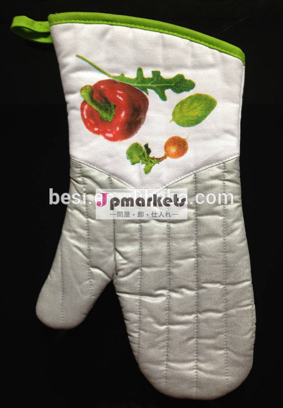 カスタム印刷された綿のキッチンbbq手袋/電子レンジの手袋問屋・仕入れ・卸・卸売り