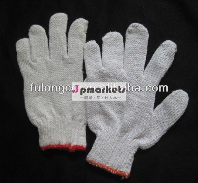 自然な白い綿の手袋を編んだ、 の安全作業綿手袋問屋・仕入れ・卸・卸売り