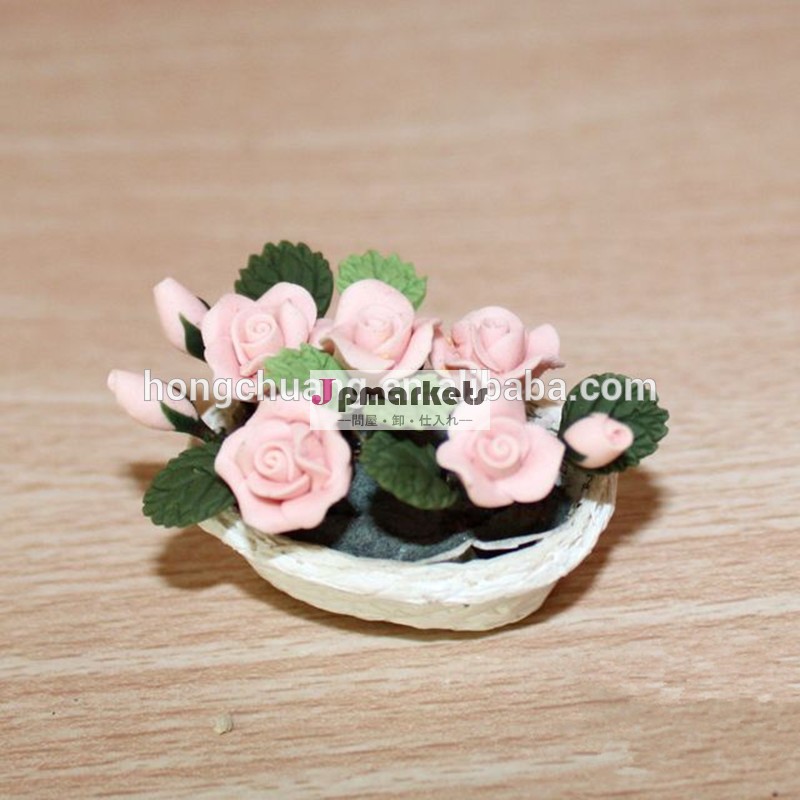 ドールハウスミニチュアガーデンアクセサリーの花や植物でいっぱいのかご問屋・仕入れ・卸・卸売り