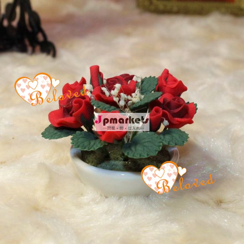 ドールハウスミニチュア粘土1/12鉢植えは手作りのバラ粘土の花問屋・仕入れ・卸・卸売り