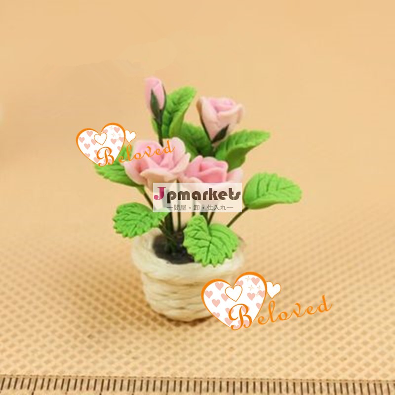 粘土の花用品1:12ミニチュアクラフト白でタイ粘土の花ポット問屋・仕入れ・卸・卸売り