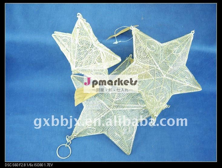 白装飾的なワイヤーの星形のクラフト見切りクリスマスを設定問屋・仕入れ・卸・卸売り