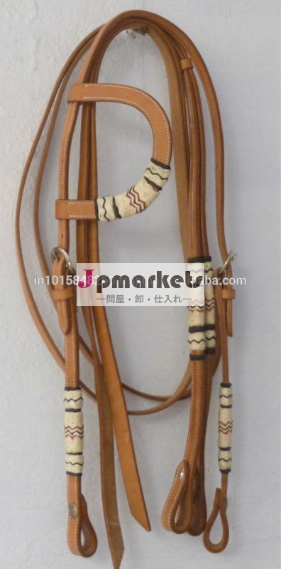 新しい革西部headstall/単耳勒生- 非表示で結ばれた80" の長さ手綱問屋・仕入れ・卸・卸売り