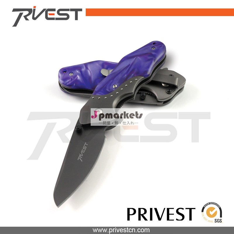 ライナーロックtylpe紫の色でフォールディングナイフ木製ハンドル問屋・仕入れ・卸・卸売り