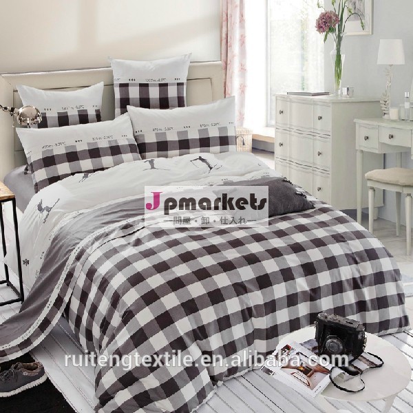 チェックパターン子供の寝具セット寝具の綿のプリントベッドシーツ4個ツインサイズの寝具セット問屋・仕入れ・卸・卸売り