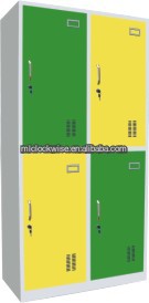 4つのドアスチールロッカーで緑と黄色のオフィス家具問屋・仕入れ・卸・卸売り