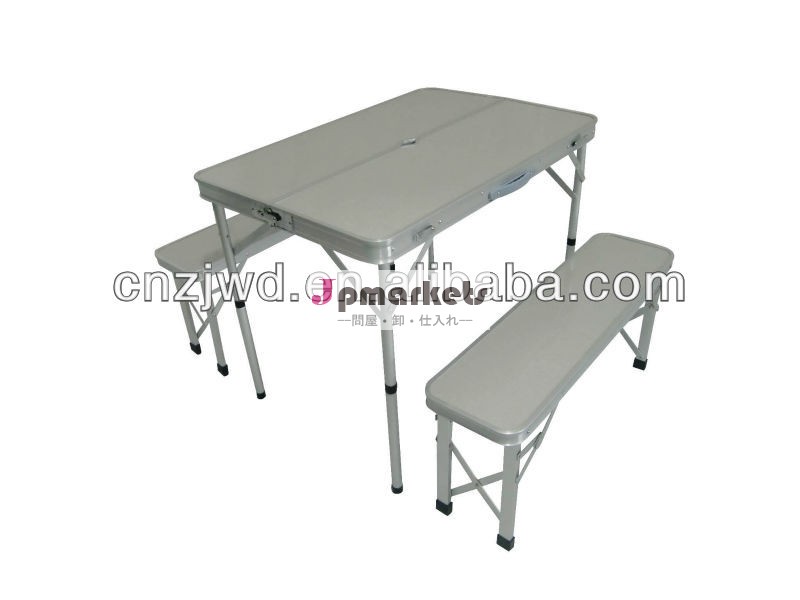 アルミ折り畳み式のキャンプテーブルある2つの長いベンチ問屋・仕入れ・卸・卸売り