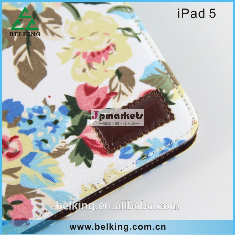 タブレットレザーケースi pad用の花のデザインを持つミニケースレザーケース問屋・仕入れ・卸・卸売り