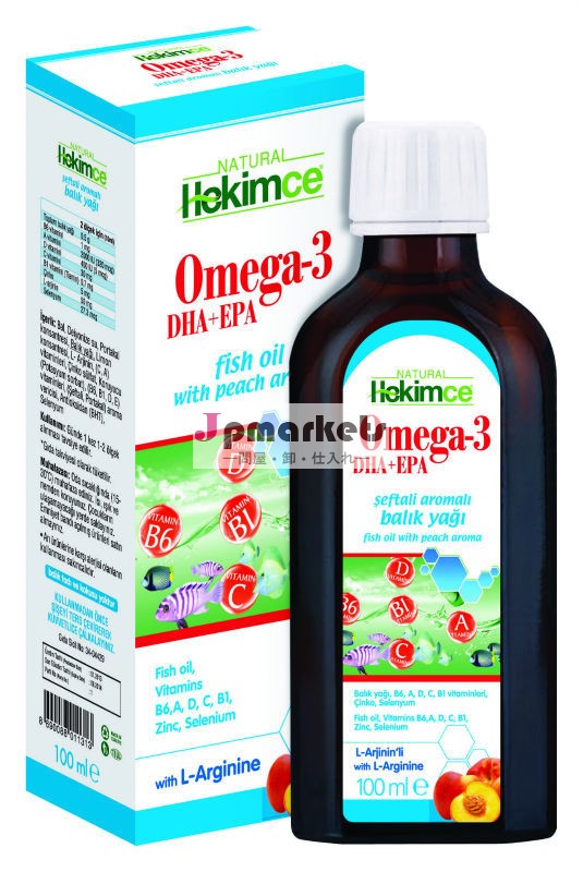 オメガ3魚油シロップ100ml子供のための自然なバイタル桃風味健康栄養食品サプリメント問屋・仕入れ・卸・卸売り