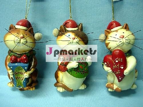 樹脂猫のPolyresinのクリスマスの装飾3ast問屋・仕入れ・卸・卸売り