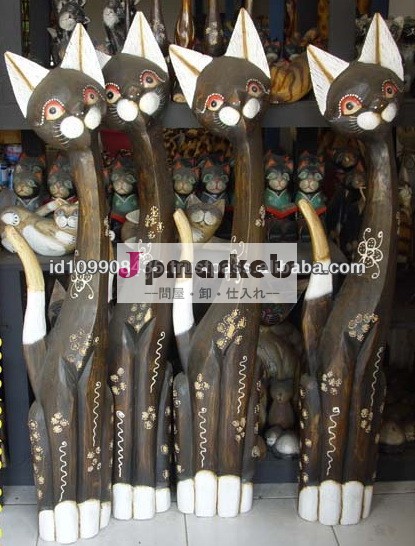 最高のハンド猫彫られた装飾的な木製の動物の像問屋・仕入れ・卸・卸売り