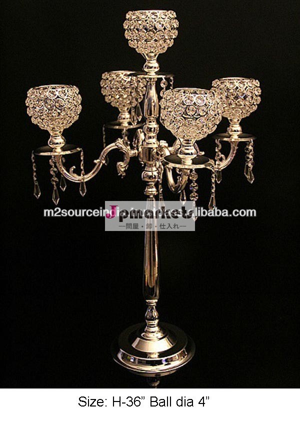 ベストセラーの水晶玉結婚式燭台、 結婚式のシルバー燭台、 新しいデザインcandelaba目玉問屋・仕入れ・卸・卸売り