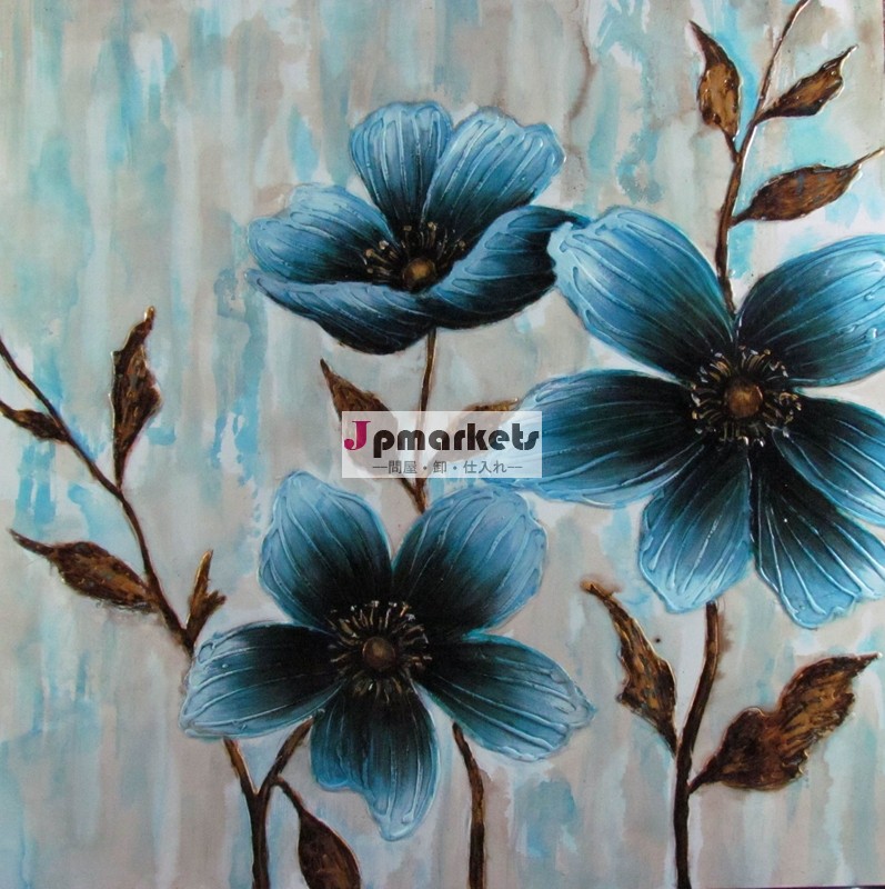 キャンバス装飾的なハンドメイド2014年青い花の油絵問屋・仕入れ・卸・卸売り