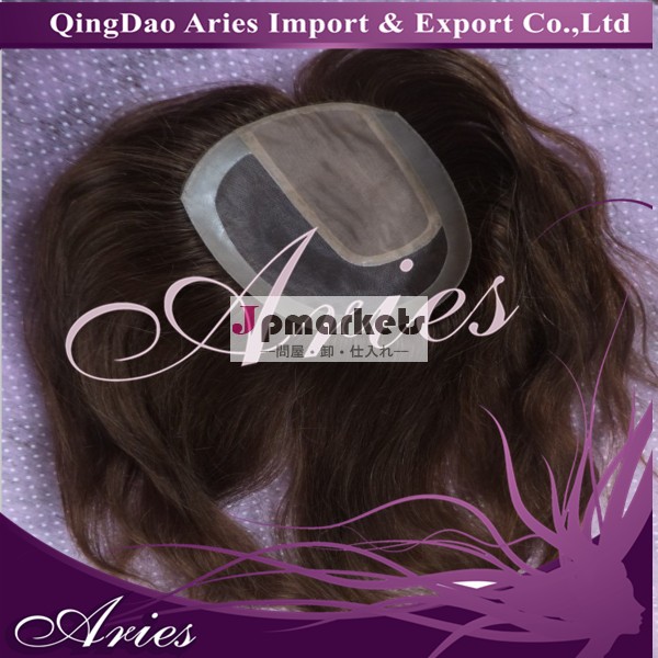 ヨーロッパの人間の髪の毛のremyシルクベース個トッパー。 検出不可能なかつら問屋・仕入れ・卸・卸売り