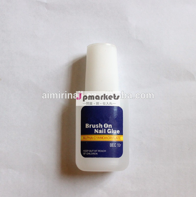 爪先端糊プロのネイルアートグルー10g100％良い品質健康的な材料ブラシ付きキャップ問屋・仕入れ・卸・卸売り