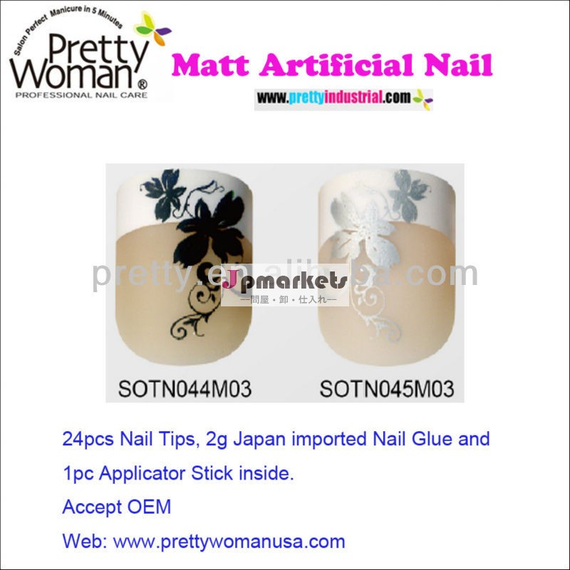 スタイリッシュ2014年24個マットでフレンチマニキュア偽爪チップ日本2g1pc爪やすりネイルグルーでコスモボックス問屋・仕入れ・卸・卸売り