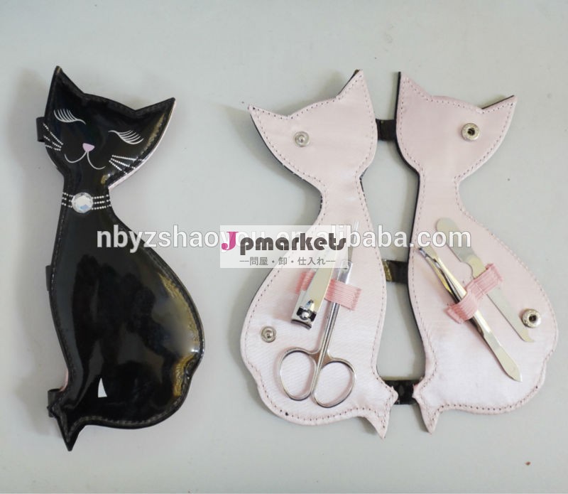 猫シャープ5個マニキュアで設定したソフトpvcレザーポーチ問屋・仕入れ・卸・卸売り