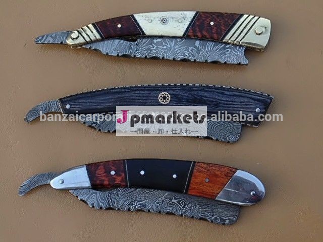 手が作った非常に鋭いダマスカス鋼西洋かみそりセット3点問屋・仕入れ・卸・卸売り