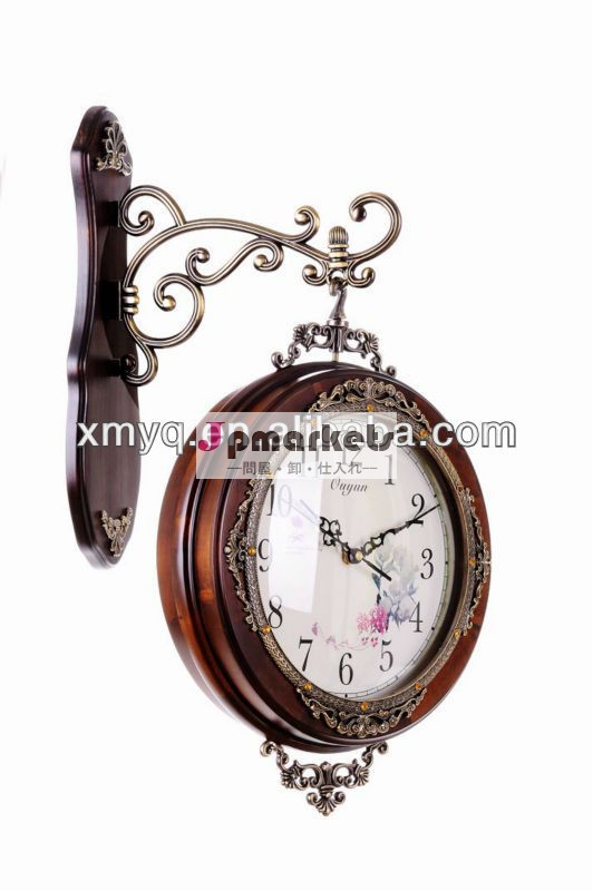 装飾的な白い木製の壁時計クロックダブルを吊り下げ支持した問屋・仕入れ・卸・卸売り
