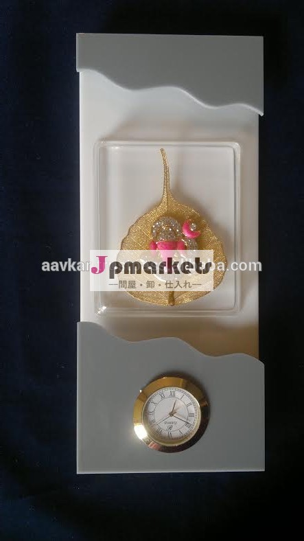 最新の壁のフレームgnesha金メッキ自然な葉の時計付き問屋・仕入れ・卸・卸売り