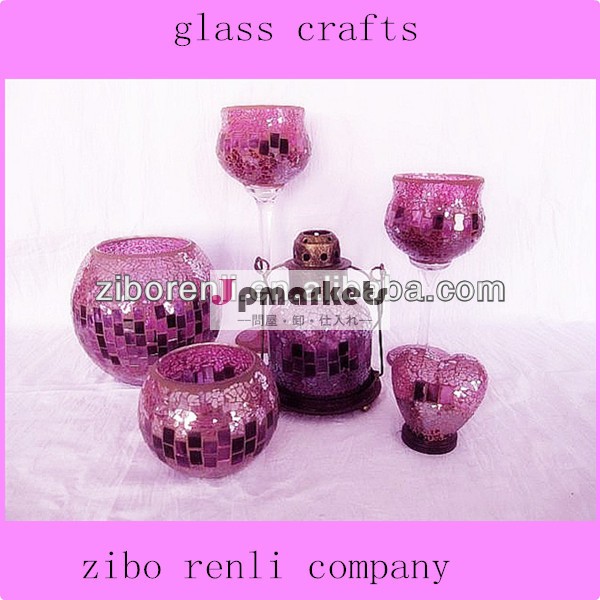 紫がかった赤のクラックル製造モザイクガラスの花瓶問屋・仕入れ・卸・卸売り