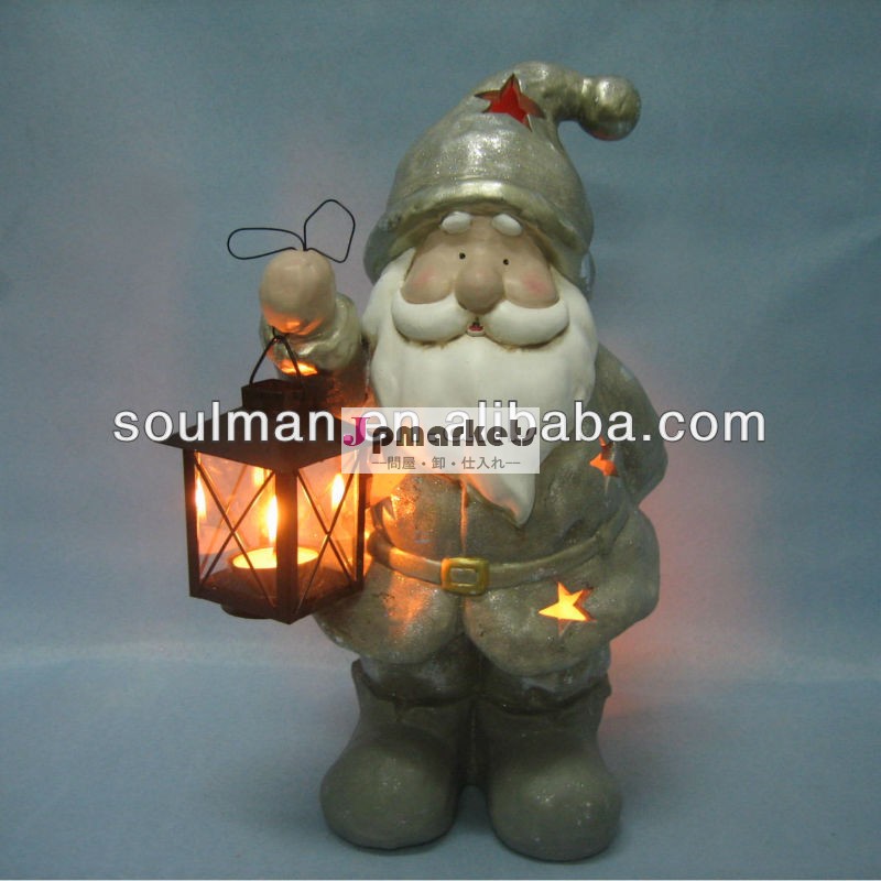 新しいセラミック陶器2014年熱いクリスマスのサンタクロースとクリスマスライトホームデコレーションライトキャンドルホルダー問屋・仕入れ・卸・卸売り