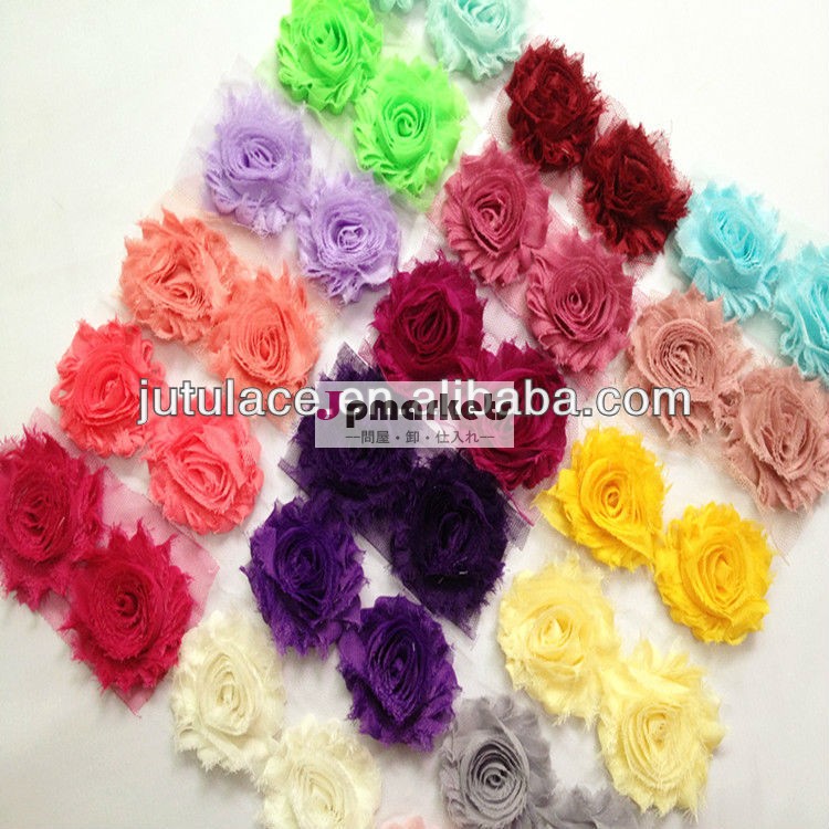 ぼろぼろの花の卸売ぼろぼろのシフォン花シフォンロゼットトリム卸売問屋・仕入れ・卸・卸売り